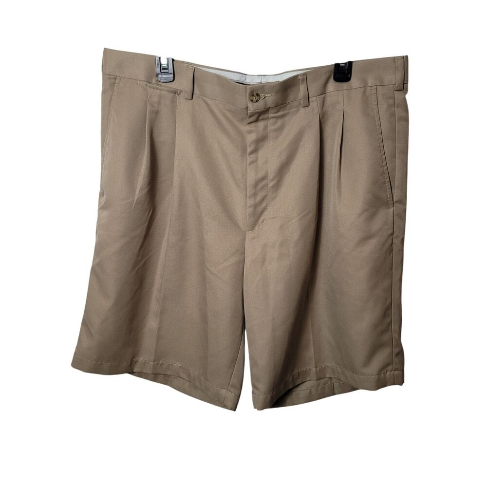 PGA Tour Mens Beige Pleated Golf Shorts Size 38 Polyester